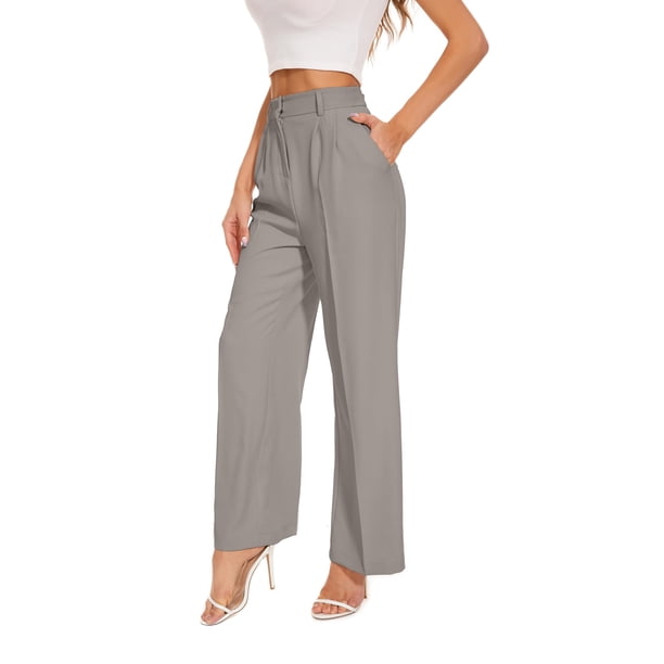 Pantalones anchos FUNYYZO pantalones de negocios de cintura alta para mujer