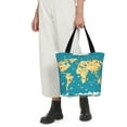 thumbnail image 5 of Kll Tote Bag For Women World Map With Landmarks Print Shopping Grocery Reusable Bags For Office School Shopping Travel, 5 of 7