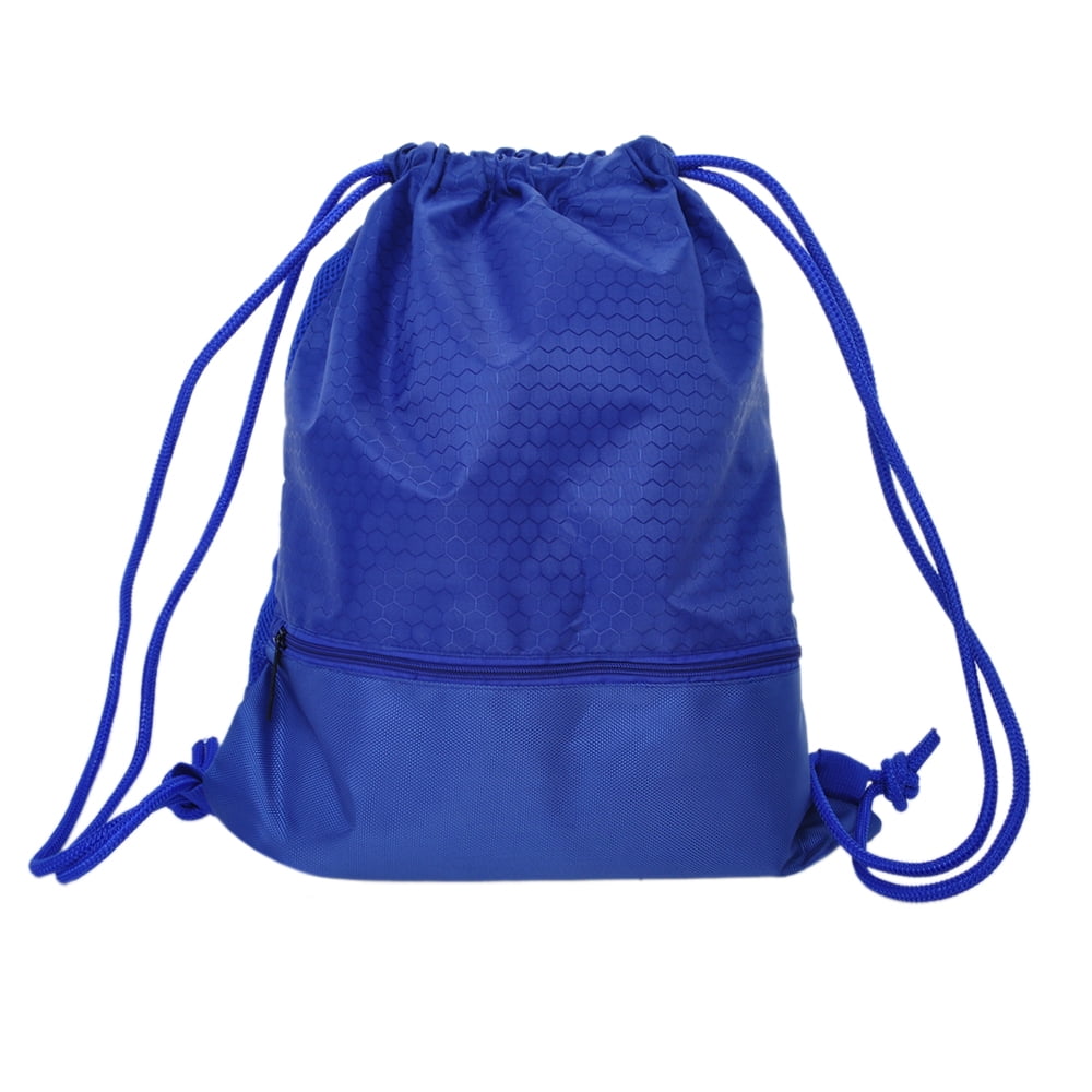 Drawstring Backpacks Set of 5 Lightweight Sturdy Cinch Sackpacks Sports String Bags with Zipper Pocket for Gym Party School Royal Blue 