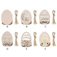thumbnail image 3 of Juego de 10 adornos de madera para fiesta de Pascua, con forma de huevo tallado, con cuerda, para colgar, para manualidades y álbumes de recortes., 3 of 5