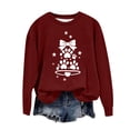 thumbnail image 2 of Feancey Plus Size Christmas Sweatshirts for Women Holiday Novelty Print Crewneck Pullover Lightweight Long Sleeve Loose Sweatshirt Fashion Gift Ideas Wine S, 2 of 3