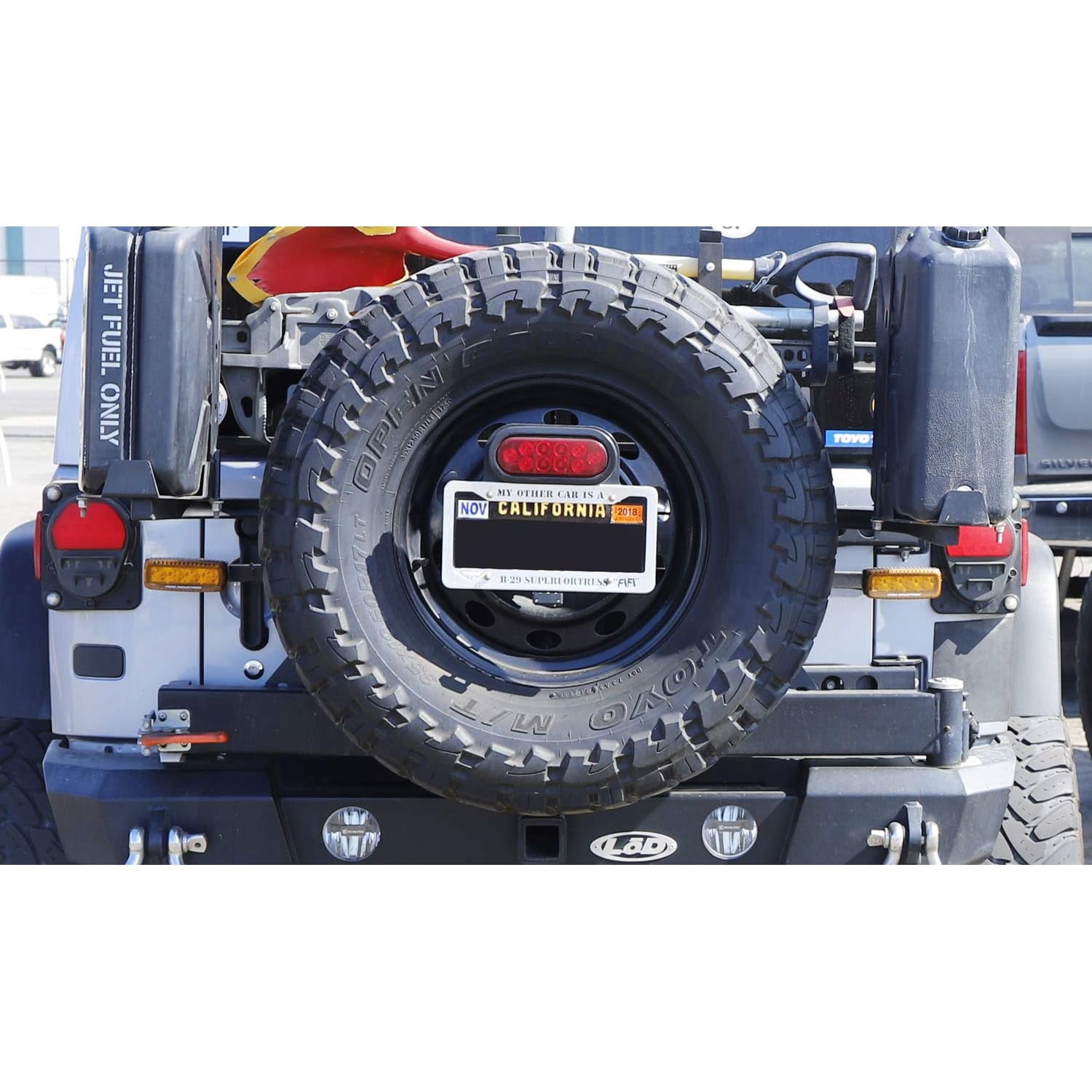 Rear Spare Tire Mount License Plate Relocator Bracket w/ 12-SMD LED License Plate Light For Jeep 2018-up Wrangler JL