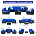 thumbnail image 5 of Cozyhom 7 Pieces Outdoor Patio Sofa Sets, Outdoor Manual Weaving Wicker Rattan Conversation Furniture Sets with Glass Table and Cushions(Navy Blue), 5 of 7