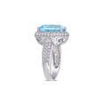 thumbnail image 3 of 6.25 Carat (Ctw) Cushion Cut Blue Topaz Ring with Lab Created White Topaz in Sterling Silver for Women, 3 of 6