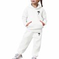 thumbnail image 6 of Ulitacool Outfits for Girl Toddler Casual Printed Hoodie Set Long Sleeve Sweatpants Pullover Top Matching Bottoms Fall Winter Pajamas Loungewear White, 6 of 6
