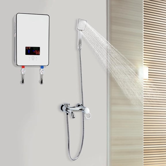 Tankless Electric Hot Water Heater,4500W 110V Instant Water Heater On Demand Bath Shower with LED Screen Display for Bathroom, Bathtub, RV, Whole House, Shower, Sink Small,w/Overheating Protection