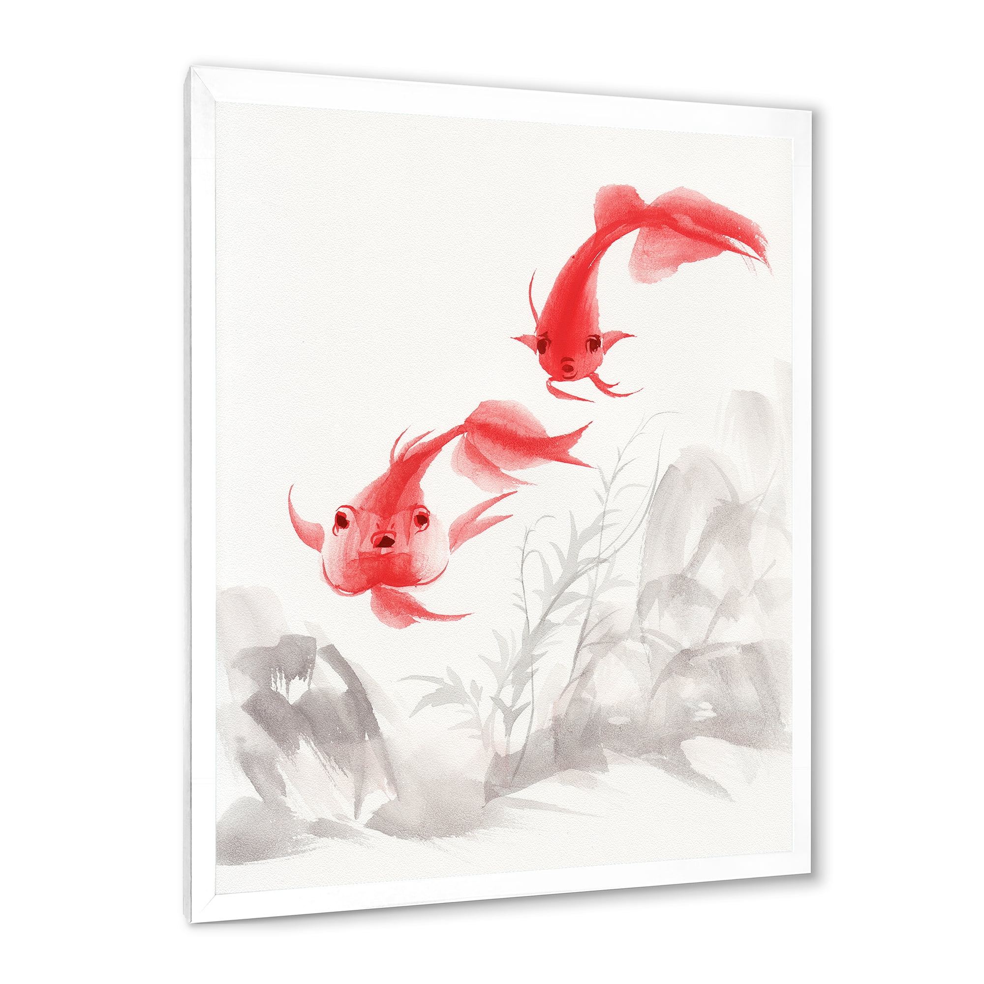 Designart 'Ancient Gold Fishes' Nautical & Coastal Framed Art Print