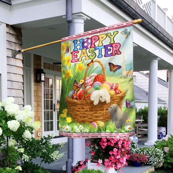 Easter Day Eggs Flag Happy Easter LHA2107F - House Flag (29.5" x 39.5")