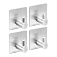 thumbnail image 1 of Ganchos autoadhesivos Uxcell, paquete de 4 ganchos de acero inoxidable 304 para pegar en la pared, tono plateado, 1 of 6