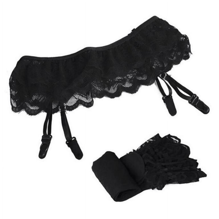 Hesxuno Stockings for Garter Belts Womens Lace Top Thigh-Highs Stockings  Socks + Suspender Garter Belt Bk - Walmart.com
