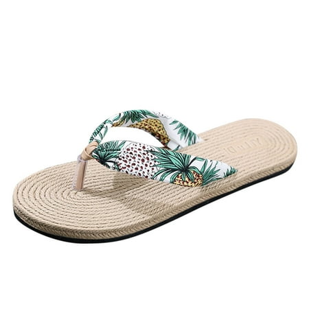 

Womens Sandals Beach Casual Flip Flop Sandal Cloth White 38