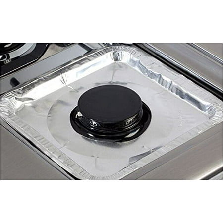 100 Pieces Square Gas Burner Bibs Covers Aluminum Foil Stove