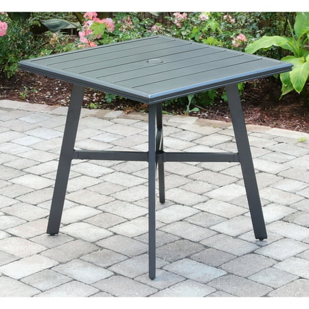 Hanover Cortino 3-Piece Commercial-Grade Bistro Set with 2 Aluminum Slat-Back Dining Chairs and a 30" Slat-Top Table