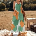 thumbnail image 3 of Nasturtiums on Linen Sleeveless Suspender Dress Summer Fashion Casual Long Dress, 3 of 9