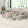 thumbnail image 4 of Bellemave Queen Size  Floor Bed with Fence and Door, Wood Montessori Bed Frame, Floor Bed Frame, Slats Not Included (Queen,Natural), 4 of 13