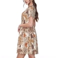 thumbnail image 2 of Balery Woodland Animals in Neutral Tones Vestidos sueltos de manga corta para mujer, vestidos de verano 2025, vestidos casuales de corte A con vuelo., 2 of 6