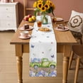 thumbnail image 2 of Blue Purple Floral Table Runner - 60 Inch Long Spring Country Hydrangea Flower Truck Cotton and Linen Blended Dress Scarves Farmhouse Table Runner for Kitchen Dining, Coffee Table, 13" x 60", 2 of 8