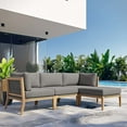 thumbnail image 3 of Modway Clearwater Outdoor Patio Teak Wood 4-Piece Sectional Sofa in Gray Graphite, 3 of 14