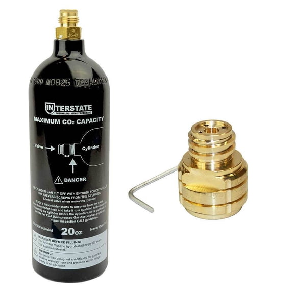 Interstate Pneumatics WRCO2-CL20K1 20 Oz CO2 DOT Paintball Tank with Soda Stream Fitting (Hydro 2021)