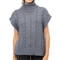 thumbnail image 5 of FashionMille Women Oversized Regular Fit Cable Knitted Vest Sweater High Neck Pullover Top, 5 of 5