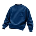 thumbnail image 4 of hoksml Men s Solid Crew Neck Sweatshirt Loose Fit Long Sleeve Chest Pocket for Fall Winter Daily Work Outdoor Comfort, 4 of 4
