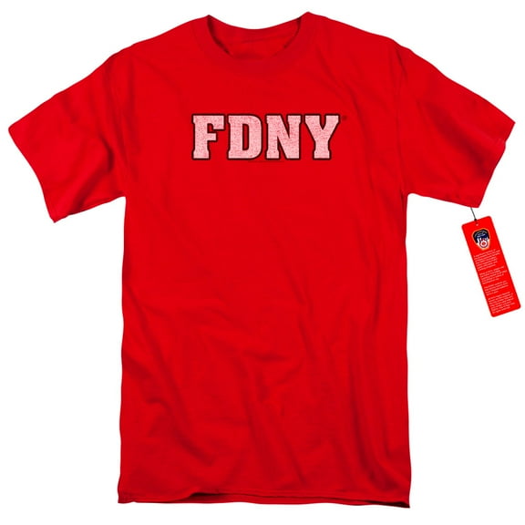 New York City Fdny Adult 18/1 T-Shirt Red