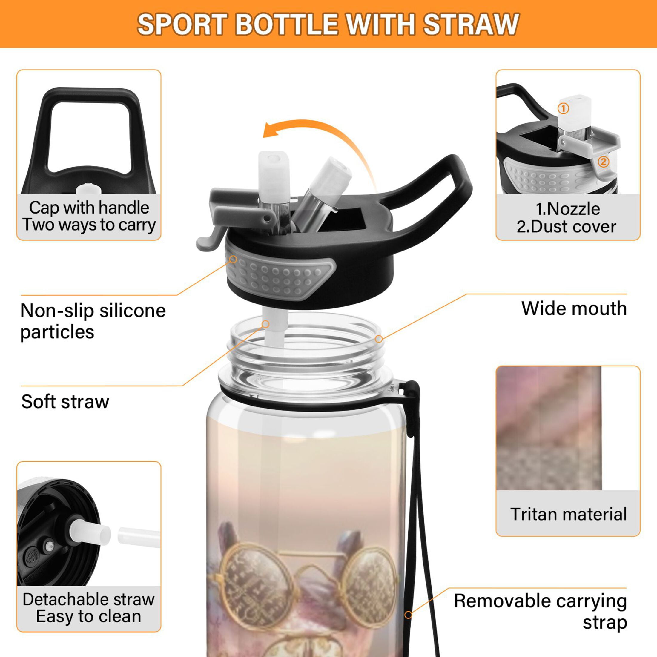 BZSMCE Sport Bottle Glass Pink Crab Outdoor sports Water Bottle Size: 10.4x3in