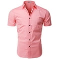 thumbnail image 2 of H2H Mens Casual Slim Fit Short Sleeve Shirts SALMON2 US S/ASIA M (KMTSTS0132), 2 of 6