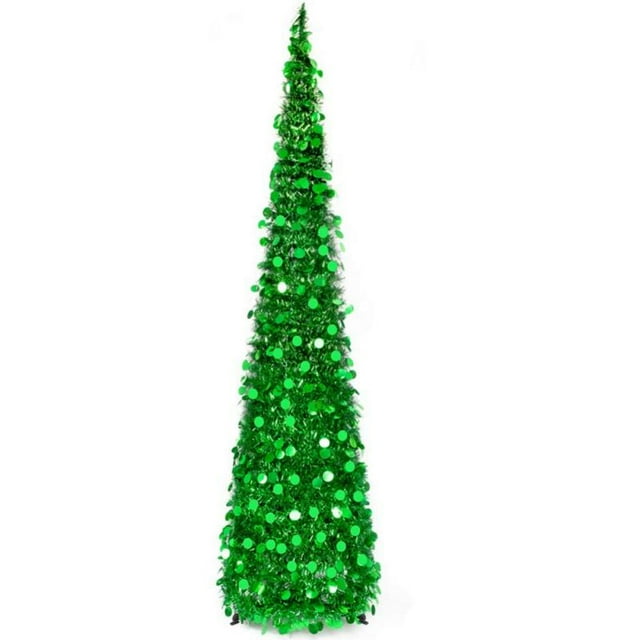 5Ft Collapsible Sequin Tinsel Christmas Tree Artificial Popup Xmas Tree With Stand Party Home Decoration