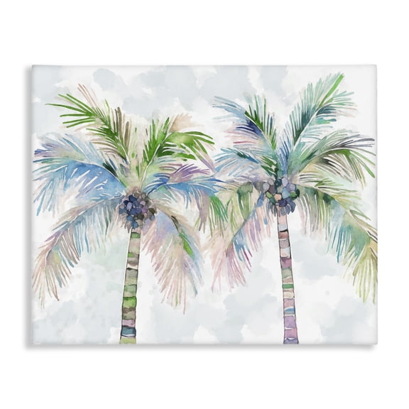 Stupell Industries Soft Palm Tree Pair Botanical & Floral Painting Gallery Wrapped Canvas Art Print Wall Art, 20 x 16