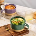 thumbnail image 6 of AmorArc Ceramic Soup Mugs with Handles and Lids,24 OZ Soup Cups Set of 4 with Terracotta Underside,Mug Bowls with Spoon for Soup/Cereal/Salad/Noodles/Ramen/Microware &Dishwasher Safe-Multicolor-2, 6 of 9