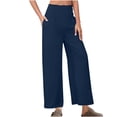 thumbnail image 7 of Hvyesh Cotton Linen Pants for Women Wide Leg High Waist Palazzo Pant Stretch Casual Work Pants Summer Lounge Pants with Pockets, 7 of 7
