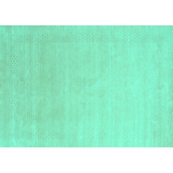 Ahgly Company Machine Washable Indoor Rectangle Solid Turquoise Blue Modern Area Rugs, 6' x 9'