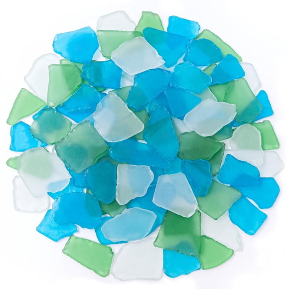 Piezas de decoración Keedolla Sea Glass de 40 onzas, azul, blanco y verde