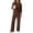 Brown, variant on Lounge Sets for Women Fall Travel Fashion Outfits Waffle Knit Henley Top & Wide Leg Pants Comfy Casual Sweater Sets for Work Teacher L
