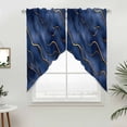 thumbnail image 5 of Navy Blue Marble Kitchen Window Curtains, Swag Curtains Valance for Bedroom Living Room Bathroom, Modern Golden Geometric Art Rod Pocket Window Treatment Curtain Block Drapes 2 Panels 36"x36", 5 of 9
