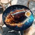 thumbnail image 3 of Rugby Table Cloth, Round Fitted Tablecloths with Elastic Edge, Football Flame Modern Abstract Art Wipeable Waterproof Table Cover for Kitchen Wedding 36-44 Inches, 3 of 4