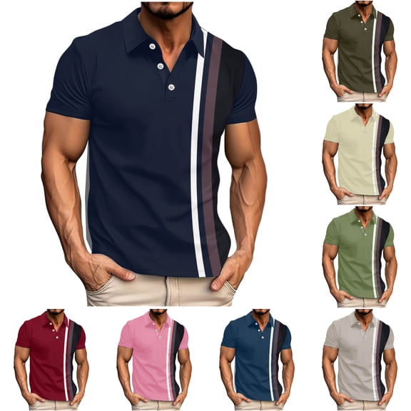 SGFCWSX Golf Polo Shirts for Men Slim Fit Breathable Short Sleeve Outdoor Casual Business Top Dark Blue Size 3XL