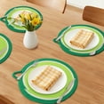 thumbnail image 2 of Farmhouse Round Placemats Set of 6 Woven Placemats for Dining Table Decor Kitchen Table Mat Wipe Clean Green 11.8inch, 2 of 5