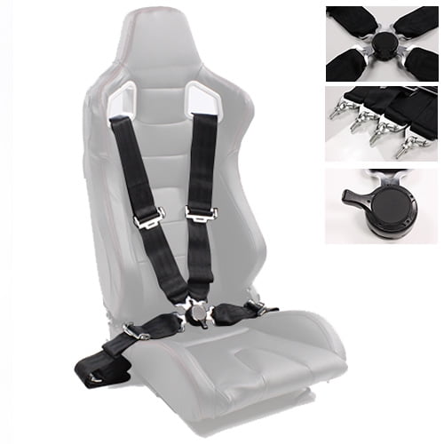 1x Universal Black 4 Point Buckle Auto Car Racing Safety Seat Belt Harness Strap 
