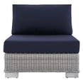thumbnail image 3 of Modway Conway Modern Rattan & Fabric Outdoor Armless Chair in Light Gray/Navy, 3 of 9