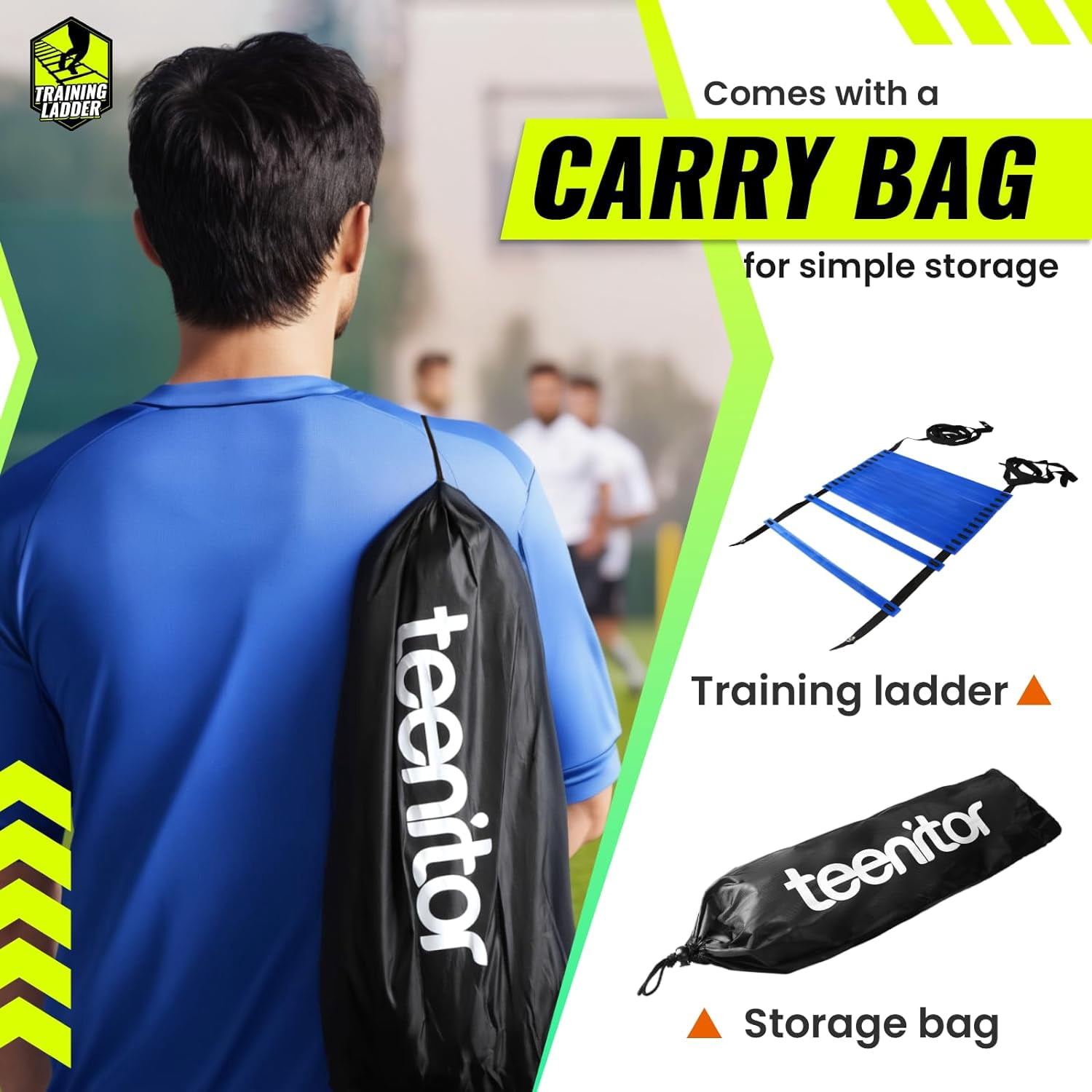 Agility Ladder Speed Ladder Training Ladder for Soccer, Speed, Football Fitness Feet Training Carry Bag Agility Training Equipment 13 rungs, 23 feet ‎Blue,23 ft