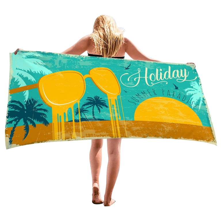 BROCOTTONS 2-Pack Oversized Beach Towels - 70"x32" Sand-Free Quick Dry Microfiber Towels For Pool, Travel & Yoga