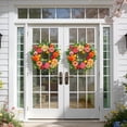 thumbnail image 6 of Spring Wreath for Front Door 24 Inch, Summer Floral Wreath with Peony Dahlia Hydrangea, Outdoor Door Decoration with Lemons and Berries, 6 of 8