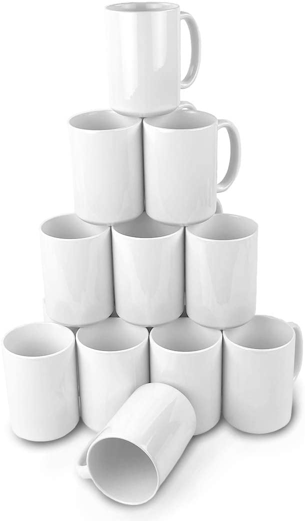 24 White Printable 12oz Latte Mugs Ceramic Sublimation Coffee Mugs & White Boxes 