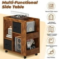 thumbnail image 5 of Yaheetech Modern Wooden Storage Side Table with Wheels, Rustic Brown, 5 of 8
