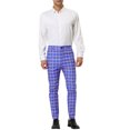 thumbnail image 2 of INSPIRE CHIC Men's Formal Color Block Slim Fit Flat Front Plaid Dress Pants, 2 of 6