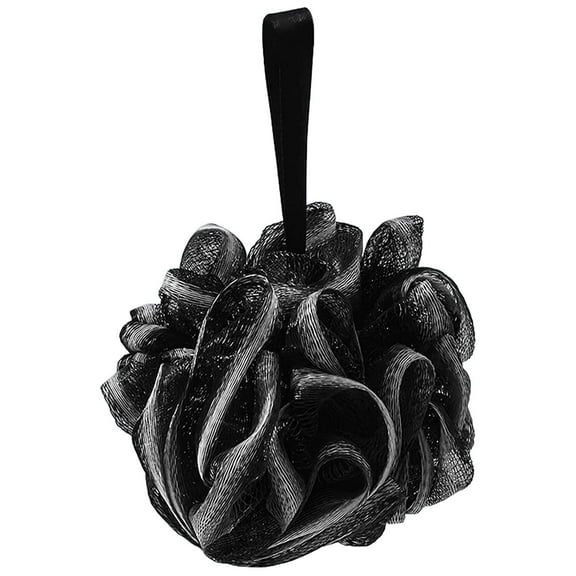 GoXteam 1 Pieces Puff Exfoliating Bath Sponge Mesh Pouf Bath Loofahs Body Wash Sponges Scrubber for Bathing (Black)