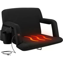 Alpcour X-Wide Heated Reclining Stadium Seat - Extra Thick Waterproof Chair with Wide Back Support - Black