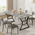 thumbnail image 4 of Fulvari 70.9" Large Dining Room Table for 6, Rectangular Farmhouse Kitchen Table with X-Shaped Metal Legs, 220 lbs Heavy Duty Support, 4 of 9